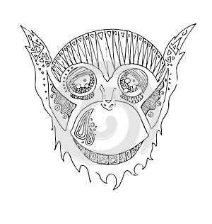 The monkey hand drawing outline cartoon for coloring