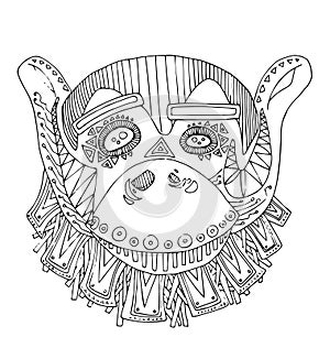 The monkey hand drawing outline cartoon for coloring
