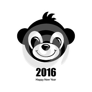 Monkey Happy New Year card isolated on white background. Vector Stylized Monkey. Symbol of 2016 year.