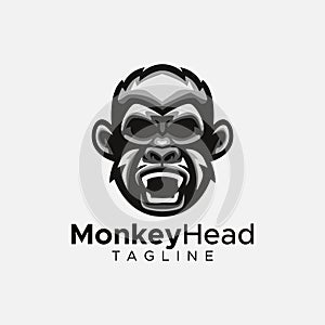 Monkey head cartoon logo template