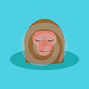 Monkey head character animal wild zoo ape chimpanzee vector illustration.