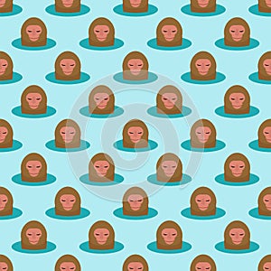 Monkey head character seamless pattern background animal wild zoo ape chimpanzee vector illustration.