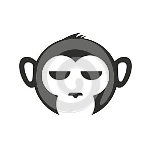 Monkey head logo. Ape icon. Chimpanzee funny face. Template vector design