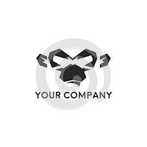 Monkey head logo template . Monkey face logo template . Ape logo template