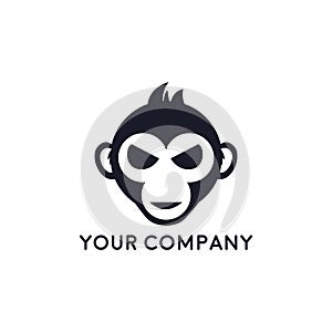 Monkey head logo template vector. Monkey face logo template vector. Ape logo template