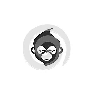 Monkey head logo template vector. Monkey face logo template vector. Ape logo template.