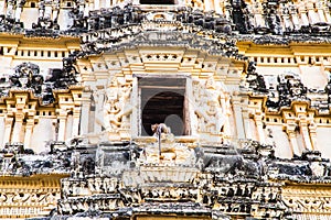 Monkey on Historic biulding in Hampi, India