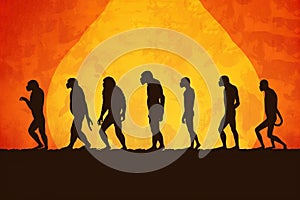 monkey human evolution illustration generative ai