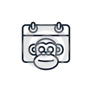 monkey icon vector from chinese new year concept. Thin line illustration of monkey editable stroke. monkey linear sign for use on