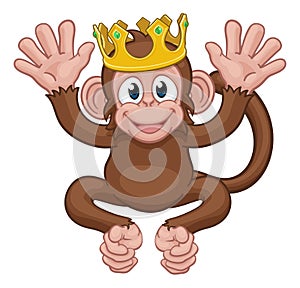 Monkey King Crown Cartoon Animal Mascot Waving