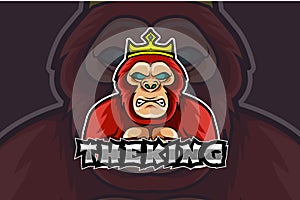Monkey king mascot e sport logo vector