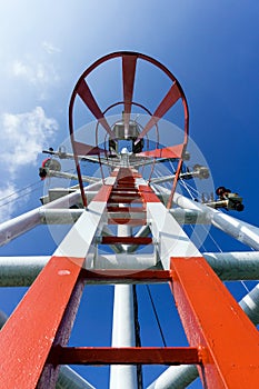 Monkey Ladder on a Mast of a Construction Work Barge