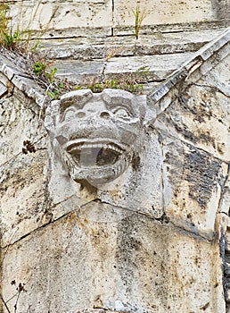 Monkey-like gargoyle of Rock Chapel of Pauline Monastery, Budapest, Hungary
