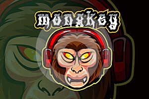 Monkey mascot e sport logo vector