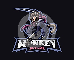 Monkey ninja mascot logo design