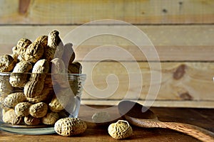 monkey nut peanut with the shell on the bowl