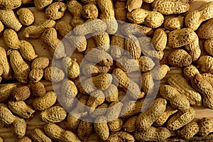 Monkey nuts peanut on a wooden table