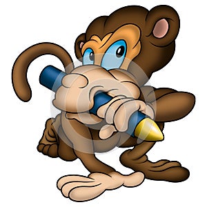 Monkey painter and wax-crayon