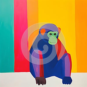 Bold And Vibrant Monkey Painting On Colorful Wall photo