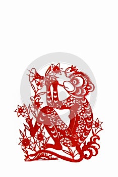 Monkey, paper cutting Chinese Zodiac.