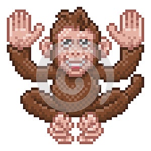 Monkey Pixel Art Safari Animal Video Game Cartoon