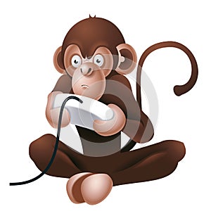 Monkey playing computer game