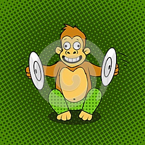 Monkey playing cymbals cartoon vector