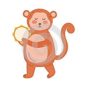 monkey playing tambourine