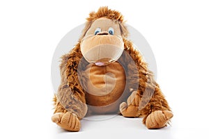 Monkey plush toy in studio. brown monkey,cute monkey,fake monkey,plush monkey,toy monkey,chimpanzee,jocko,gorilla