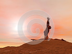 Monkey pose, hanumanasana - 3D render