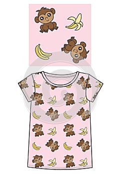 Monkey print for children fashion industry