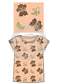 Monkey print for children fashion industry