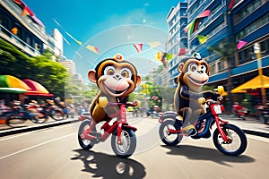 a monkey riding a bike creat