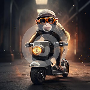 Monkey riding a motorcycle