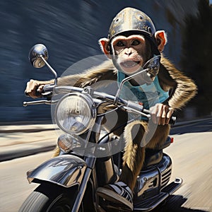 Monkey riding a motorcycle