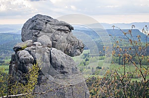 `Monkey` rock Table Mountains, The StoÅ‚owe Mountains in Poland, Sudeten