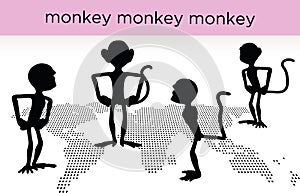 Monkey silhouette in various poses