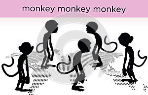 Monkey silhouette in various poses