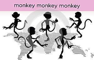 Monkey silhouette in various poses