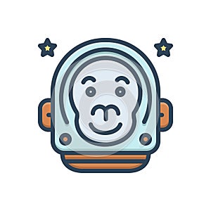 Color illustration icon for Monkey Of The Space, astronaut and spaceman