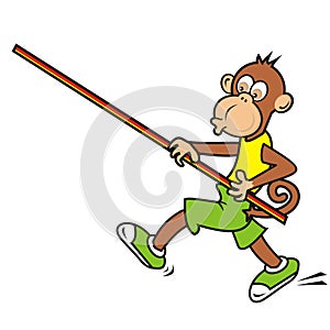 Monkey, sportsman, humorous vector illustration