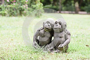 Monkey statue on the lawn