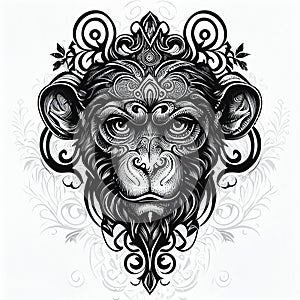 Monkey tattoo ink design logo