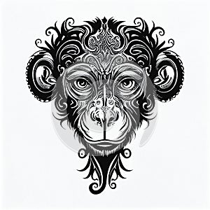 Monkey tattoo ink design logo