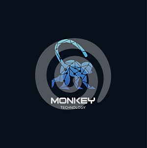 Monkey Tech Logo Design. Animal Monkey Finger Print Logo Design. Modern abstract logo design . Animal Tech