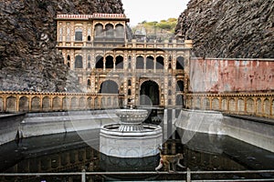 Monkey Temple Galtaji and it`s water tanks, at the end of the day, Jaipur, Rajasthan, India