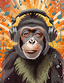 Monkey wearing Headphones