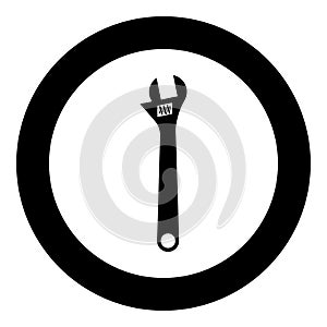 Monkey wrench adjustable spanner divorce key icon in circle round black color vector illustration image solid outline style