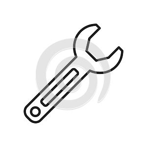 Monkey Wrench Outline Flat Icon on White
