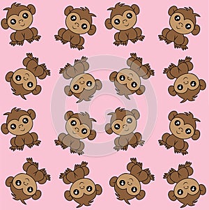 Monkeys alloverprint pink background